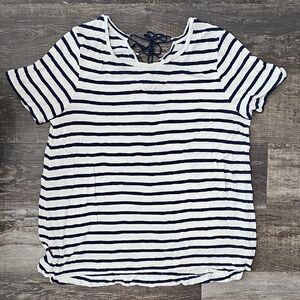 Old Navy Women's Navy and White Striped Tee